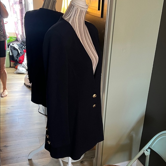 St. John Elegant Black Blazer with Gold Buttons - Picture 9 of 11